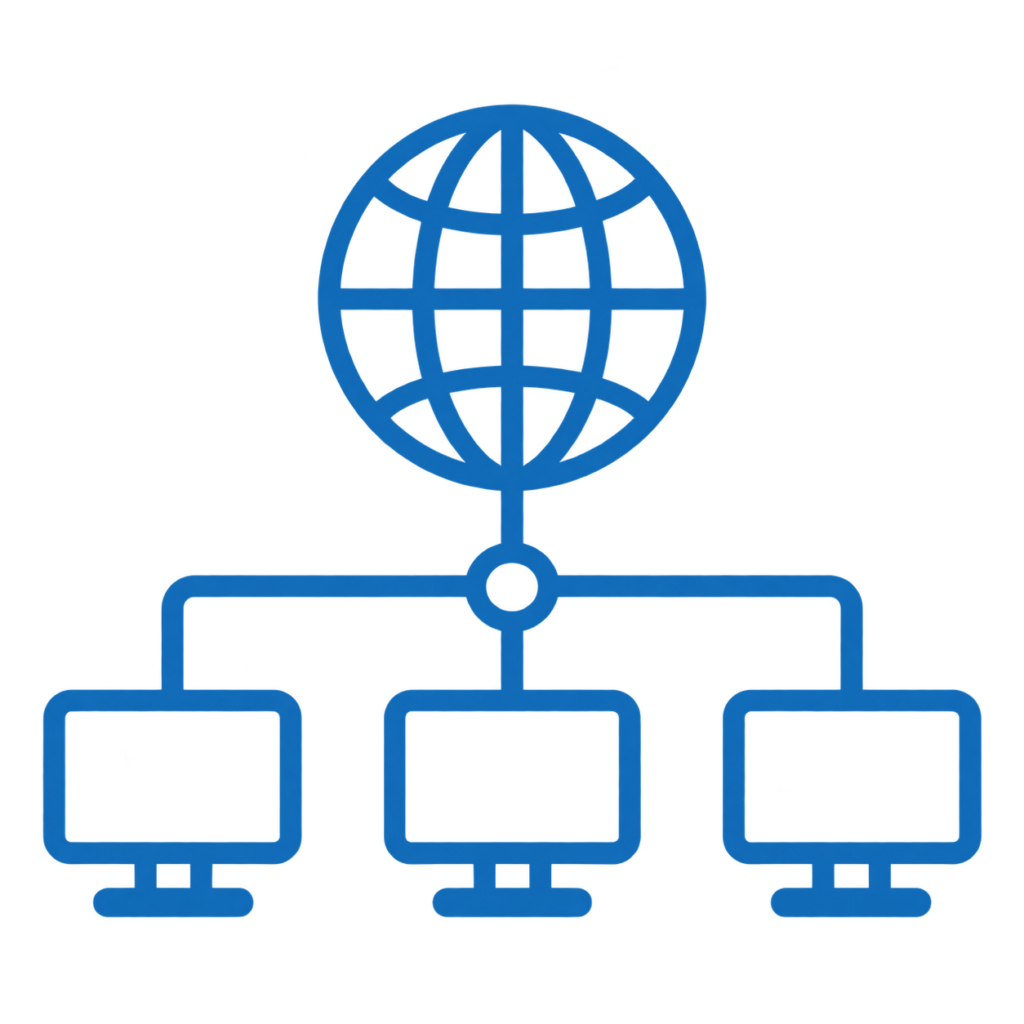 rete di monitor con globo